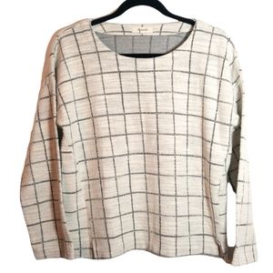 Madewell beige and black plaid long sleeved blouse